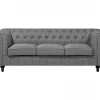 Conjunto de sofás com 4 lugares em tecido cinzento claro CHESTERFIELD BIG