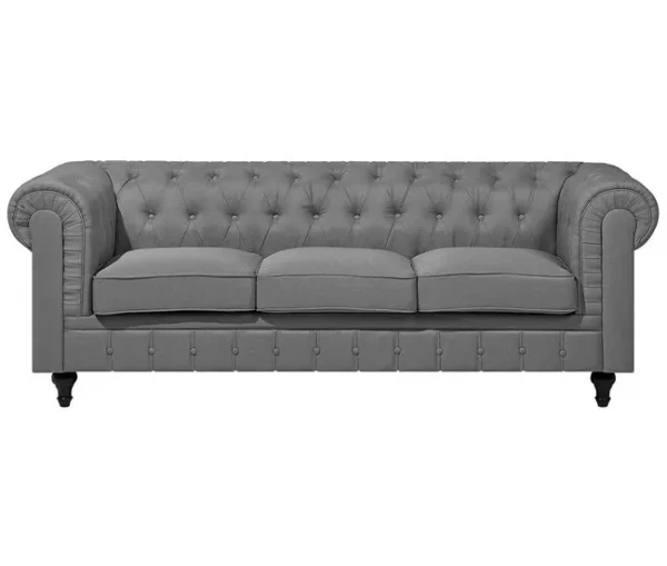 Conjunto de sofás com 4 lugares em tecido cinzento claro CHESTERFIELD BIG