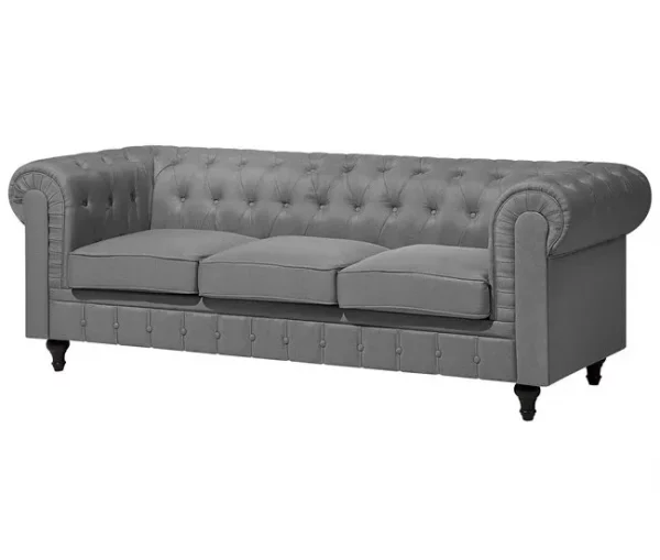 Conjunto de sofás com 4 lugares em tecido cinzento claro CHESTERFIELD BIG