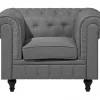 Conjunto de sofás com 4 lugares em tecido cinzento claro CHESTERFIELD BIG