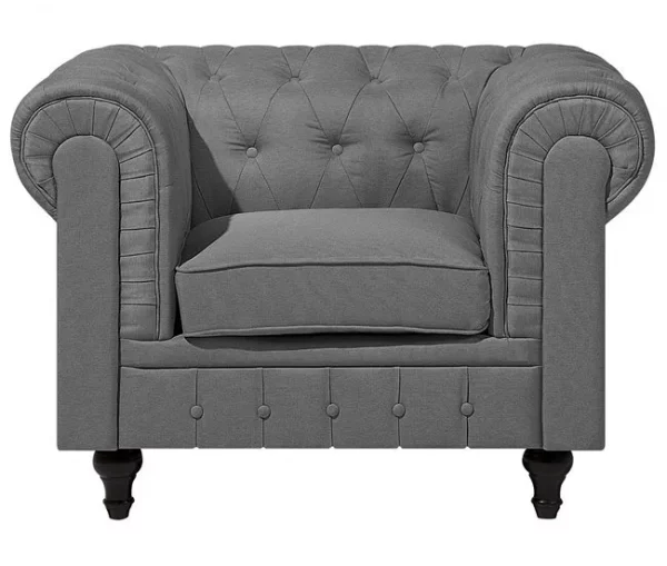 Conjunto de sofás com 4 lugares em tecido cinzento claro CHESTERFIELD BIG
