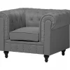 Conjunto de sofás com 4 lugares em tecido cinzento claro CHESTERFIELD BIG