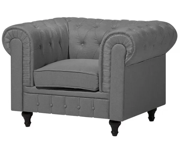 Conjunto de sofás com 4 lugares em tecido cinzento claro CHESTERFIELD BIG