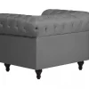 Conjunto de sofás com 4 lugares em tecido cinzento claro CHESTERFIELD BIG