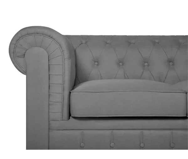Conjunto de sofás com 4 lugares em tecido cinzento claro CHESTERFIELD BIG
