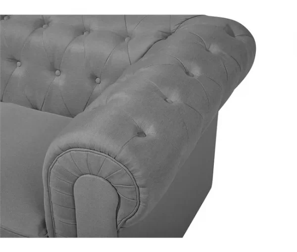 Conjunto de sofás com 4 lugares em tecido cinzento claro CHESTERFIELD BIG