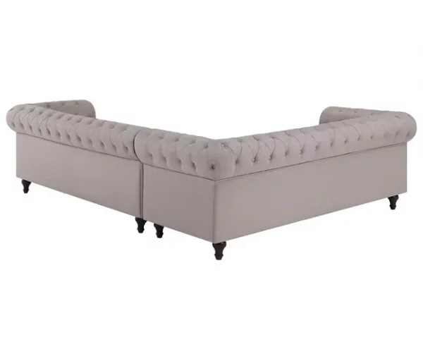 Sofá de canto 6 lugares em tecido creme à direita CHESTERFIELD