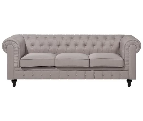 Sofá de canto 6 lugares em tecido creme à direita CHESTERFIELD