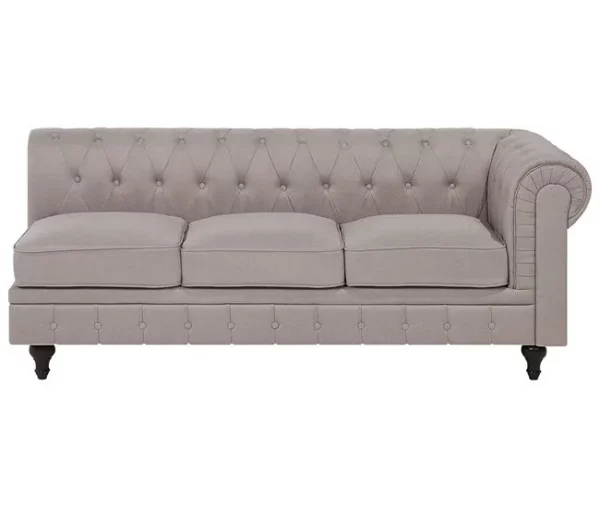 Sofá de canto 6 lugares em tecido creme à direita CHESTERFIELD