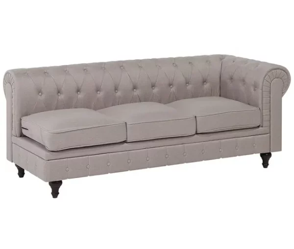 Sofá de canto 6 lugares em tecido creme à direita CHESTERFIELD