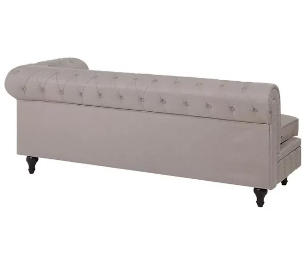 Sofá de canto 6 lugares em tecido creme à direita CHESTERFIELD