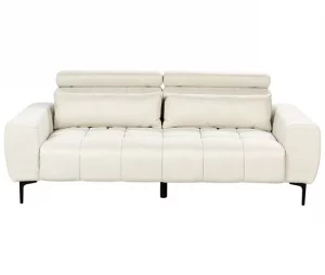 Sofá de 3 lugares em tecido branco-creme VEGAMO