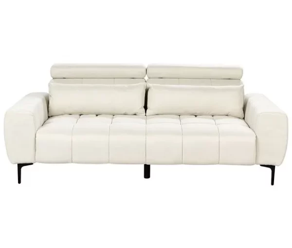 Sofá de 3 lugares em tecido branco-creme VEGAMO