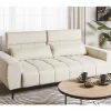 Sofá de 3 lugares em tecido branco-creme VEGAMO