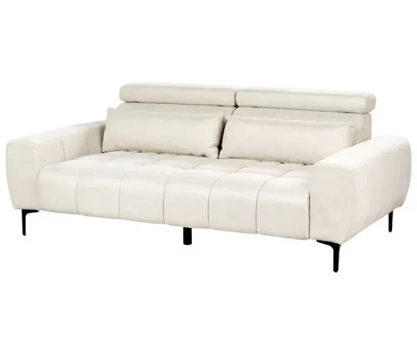 Sofá de 3 lugares em tecido branco-creme VEGAMO