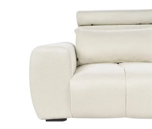 Sofá de 3 lugares em tecido branco-creme VEGAMO