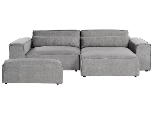2 Seater L w Ottoman, HELLNAR, Grey,DEF