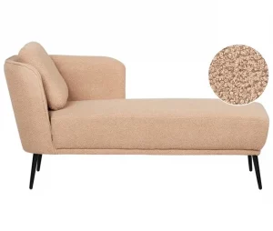 Chaise-longue em tecido bouclé castanho claro à esquerda ARTHEZE