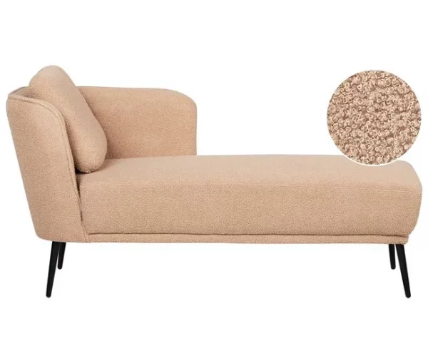 Chaise-longue em tecido bouclé castanho claro à esquerda ARTHEZE