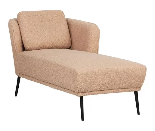 Chaise-longue em tecido bouclé castanho claro à esquerda ARTHEZE