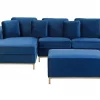 Ecksofa R OSLO Samtstoff dunkelblau mit Ottomane CH