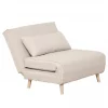 HOMCOM Sofá-cama estofado individual com almofada acolchoada e encosto ajustável em 3 posições Pernas dobráveis ​​ocultas 95x95x80 cm bege