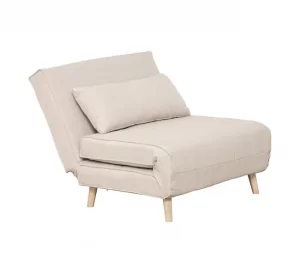 HOMCOM Sofá-cama estofado individual com almofada acolchoada e encosto ajustável em 3 posições Pernas dobráveis ​​ocultas 95x95x80 cm bege