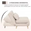 HOMCOM Sofá-cama estofado individual com almofada acolchoada e encosto ajustável em 3 posições Pernas dobráveis ​​ocultas 95x95x80 cm bege
