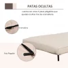 HOMCOM Sofá-cama estofado individual com almofada acolchoada e encosto ajustável em 3 posições Pernas dobráveis ​​ocultas 95x95x80 cm bege