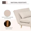 HOMCOM Sofá-cama estofado individual com almofada acolchoada e encosto ajustável em 3 posições Pernas dobráveis ​​ocultas 95x95x80 cm bege
