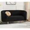 Sofá de 2 lugares estofado em tecido bouclé preto LOEN