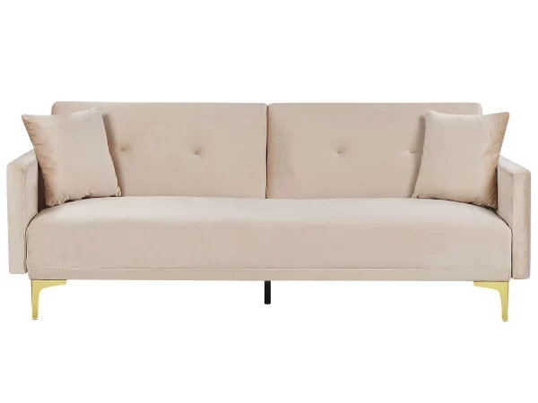 Velvet Sofa Bed Beige LUCAN DEF
