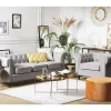 Conjunto de sofás com 4 lugares em tecido cinzento claro CHESTERFIELD