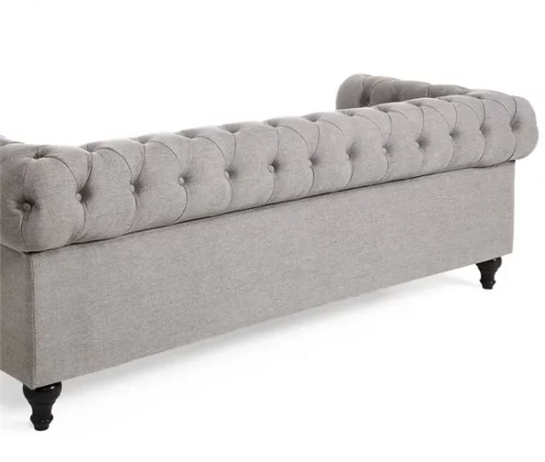 Conjunto de sofás com 4 lugares em tecido cinzento claro CHESTERFIELD
