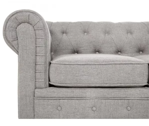 Conjunto de sofás com 4 lugares em tecido cinzento claro CHESTERFIELD