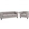 Conjunto de sofás com 4 lugares em tecido cinzento claro CHESTERFIELD