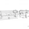 Conjunto de sofás com 4 lugares em tecido cinzento claro CHESTERFIELD