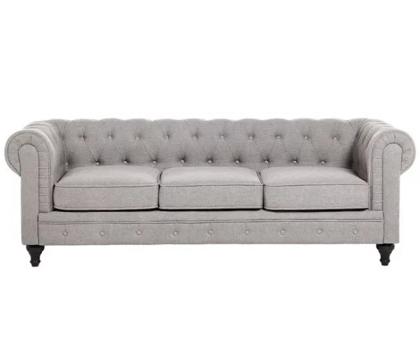 Conjunto de sofás com 4 lugares em tecido cinzento claro CHESTERFIELD
