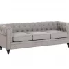 Conjunto de sofás com 4 lugares em tecido cinzento claro CHESTERFIELD