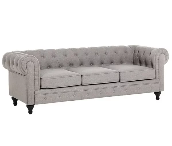 Conjunto de sofás com 4 lugares em tecido cinzento claro CHESTERFIELD