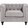 Conjunto de sofás com 4 lugares em tecido cinzento claro CHESTERFIELD