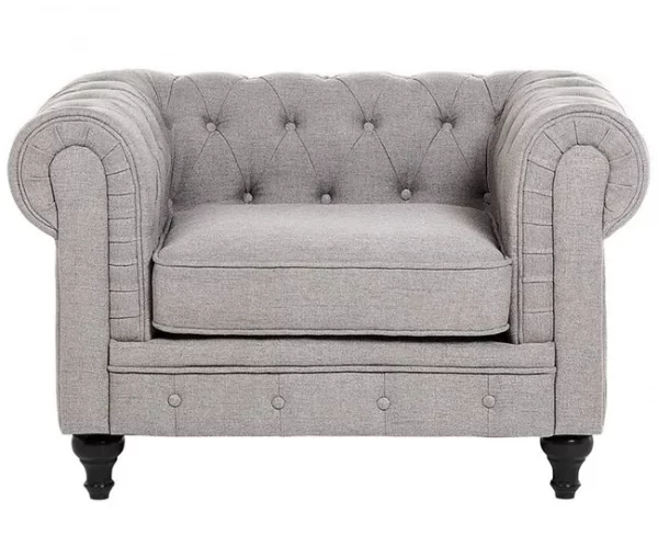 Conjunto de sofás com 4 lugares em tecido cinzento claro CHESTERFIELD