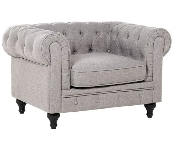 Conjunto de sofás com 4 lugares em tecido cinzento claro CHESTERFIELD
