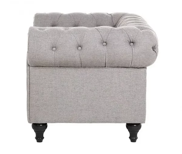 Conjunto de sofás com 4 lugares em tecido cinzento claro CHESTERFIELD