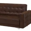 Sofá-cama de canto versão à direita de 4 lugares em pele sintética castanha ABERDEEN