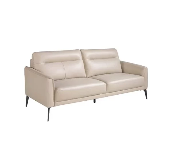 Sofá de 3 lugares estofado em pele cor Taupe