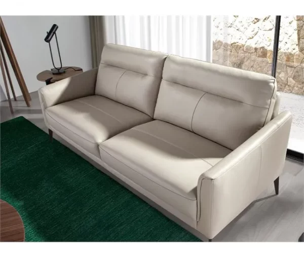 Sofá de 3 lugares estofado em pele cor Taupe