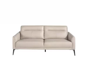 Sofá de 3 lugares estofado em pele cor Taupe