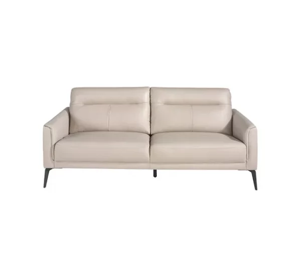 Sofá de 3 lugares estofado em pele cor Taupe