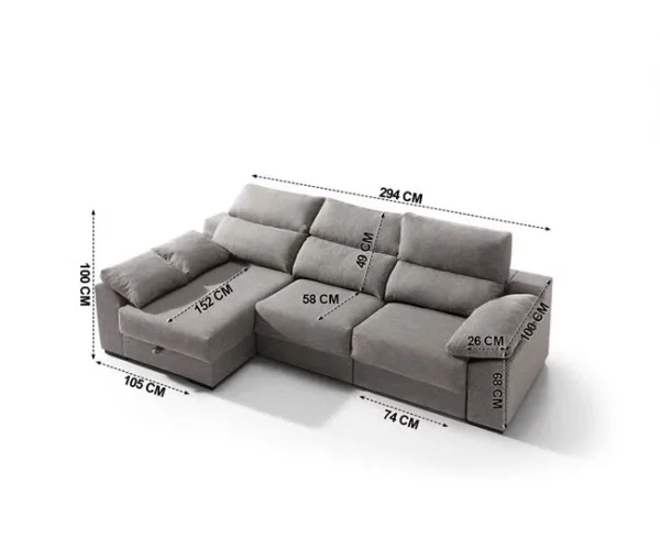 Chaise longue KLEE esquerda 4 lugares vison